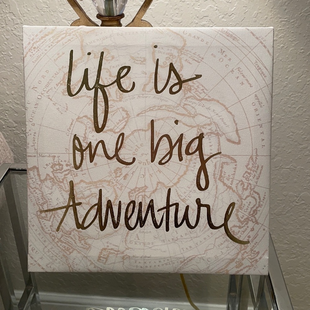 Gold & White Text Canvas